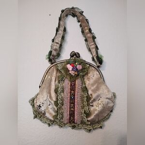 Homemade Floral Whimsical Clutch Shoulder Bag